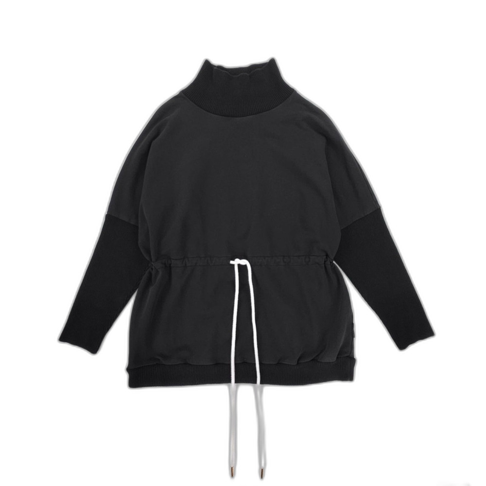 VARLEY Adelaine Ribbed Mock Neck Sweatshirt Black Minimal Athleisure Clean Girl